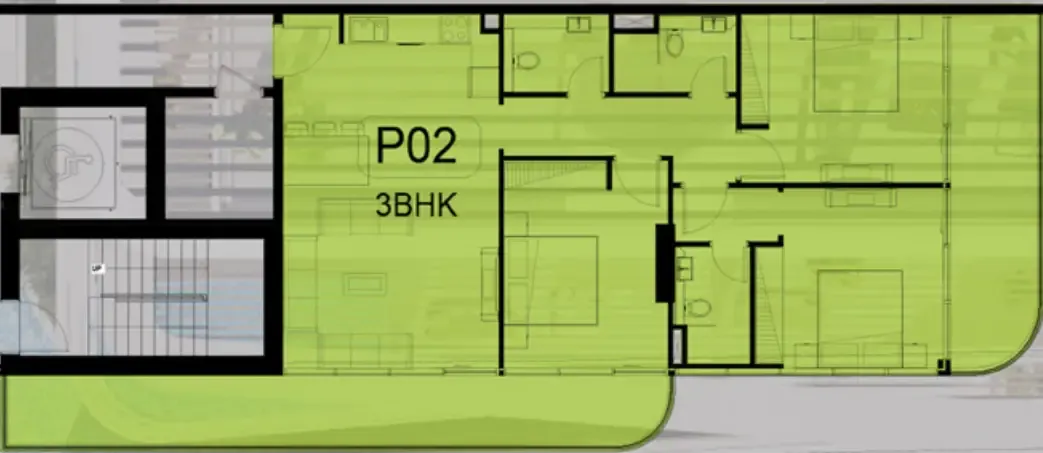 Ocean Pearl 1 and 2 3 bed floor plan, 1,524 sqft
