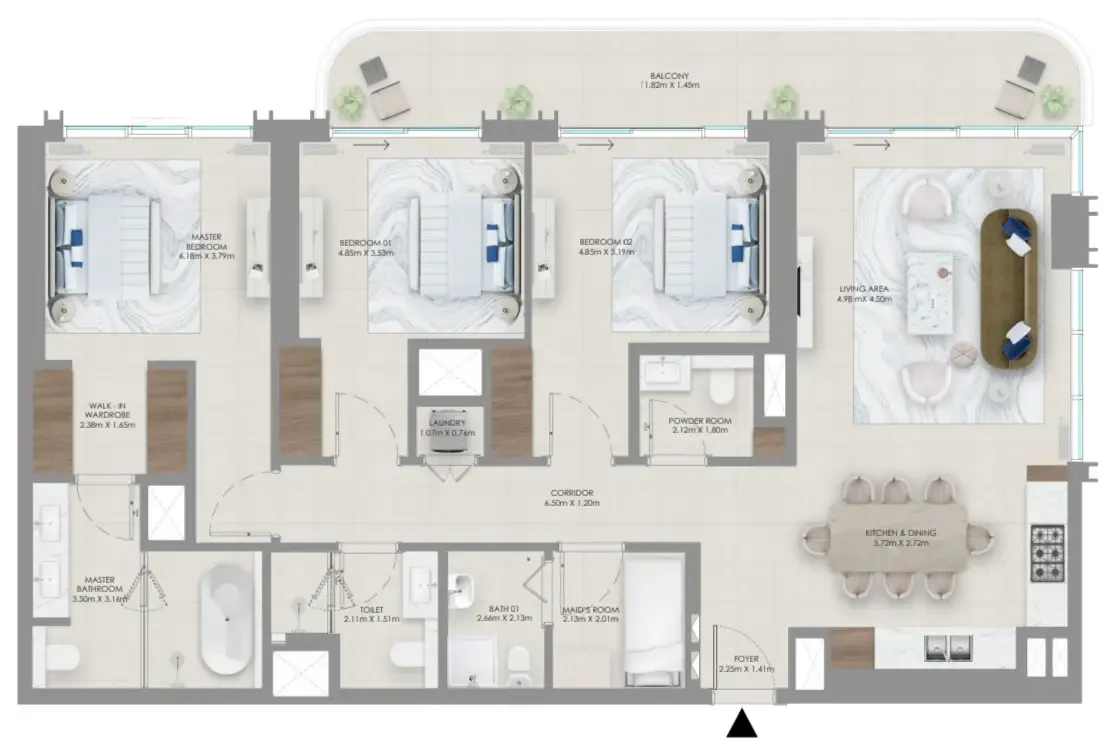 Baystar by Vida 3 bed floor plan, 1,704 sqft