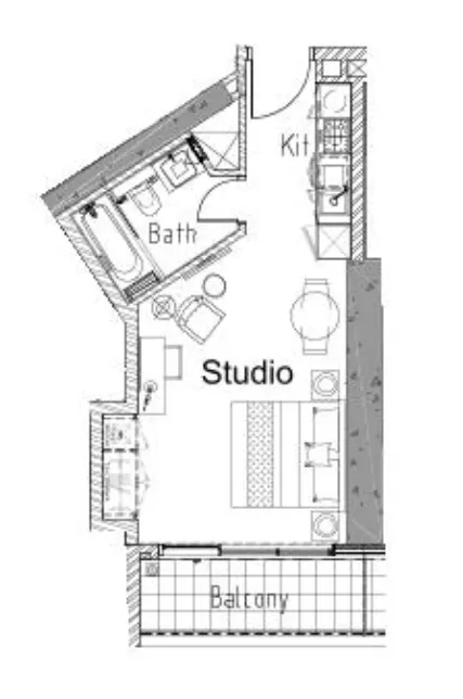 Aykon City Tower Studio floor plan, 413 sqft