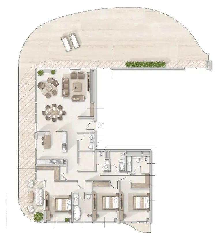 Zephyra Residences 3 bed floor plan, 4,033 sqft