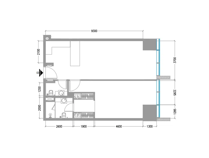 Tiger Sky Tower 1 bed floor plan, 873 sqft
