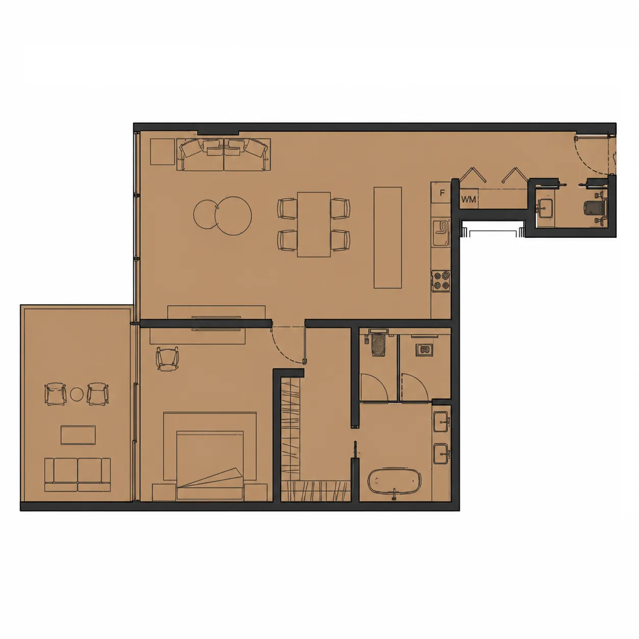 Omoria Private Residences 1 bed floor plan, 1,506 sqft
