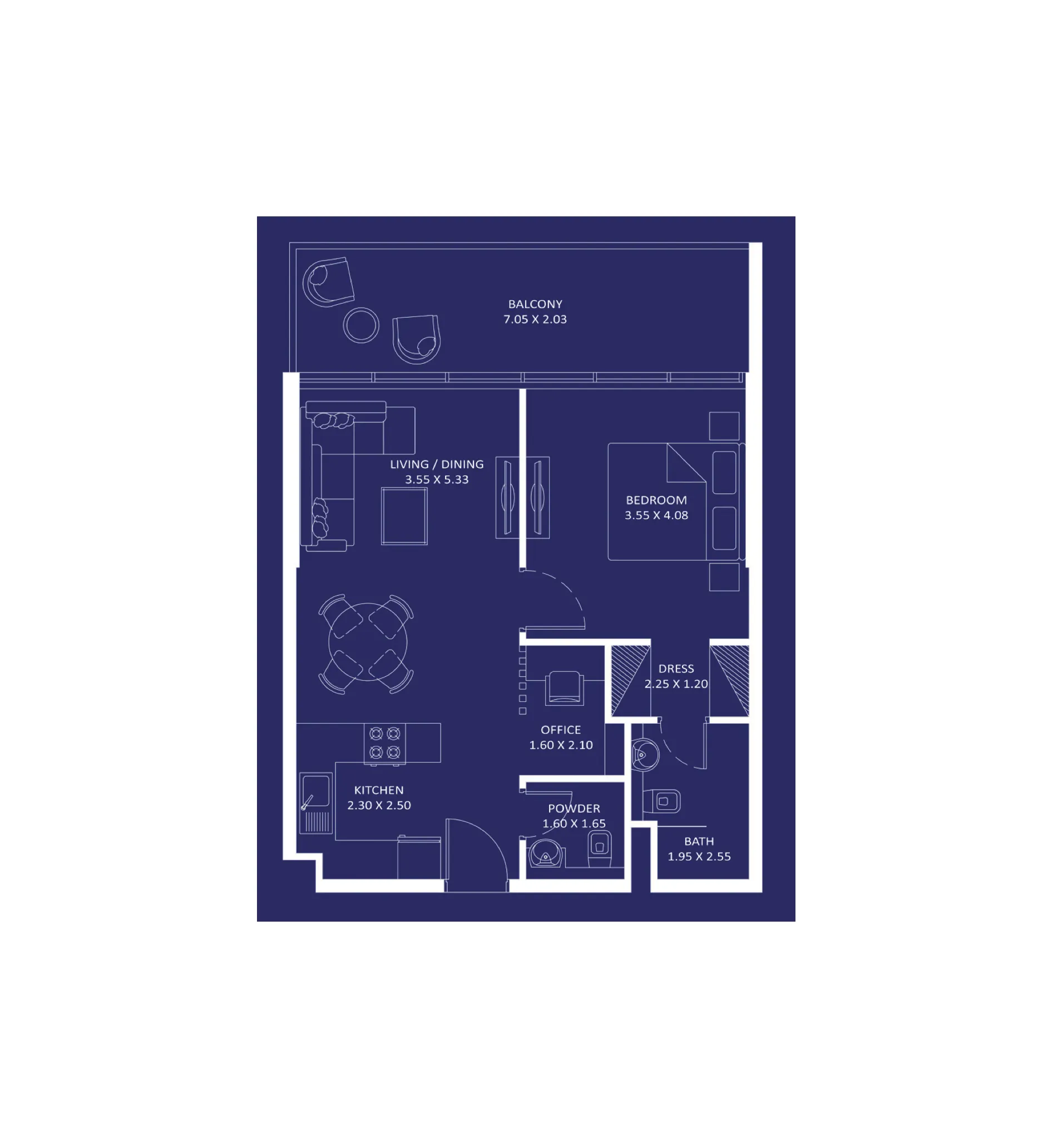 Oceanz 1 bed floor plan, 746 sqft