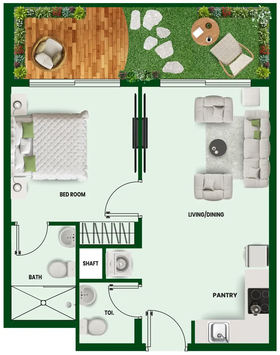 Vincitore Wellness Estate 1 bed floor plan, 668 – 784 sqft