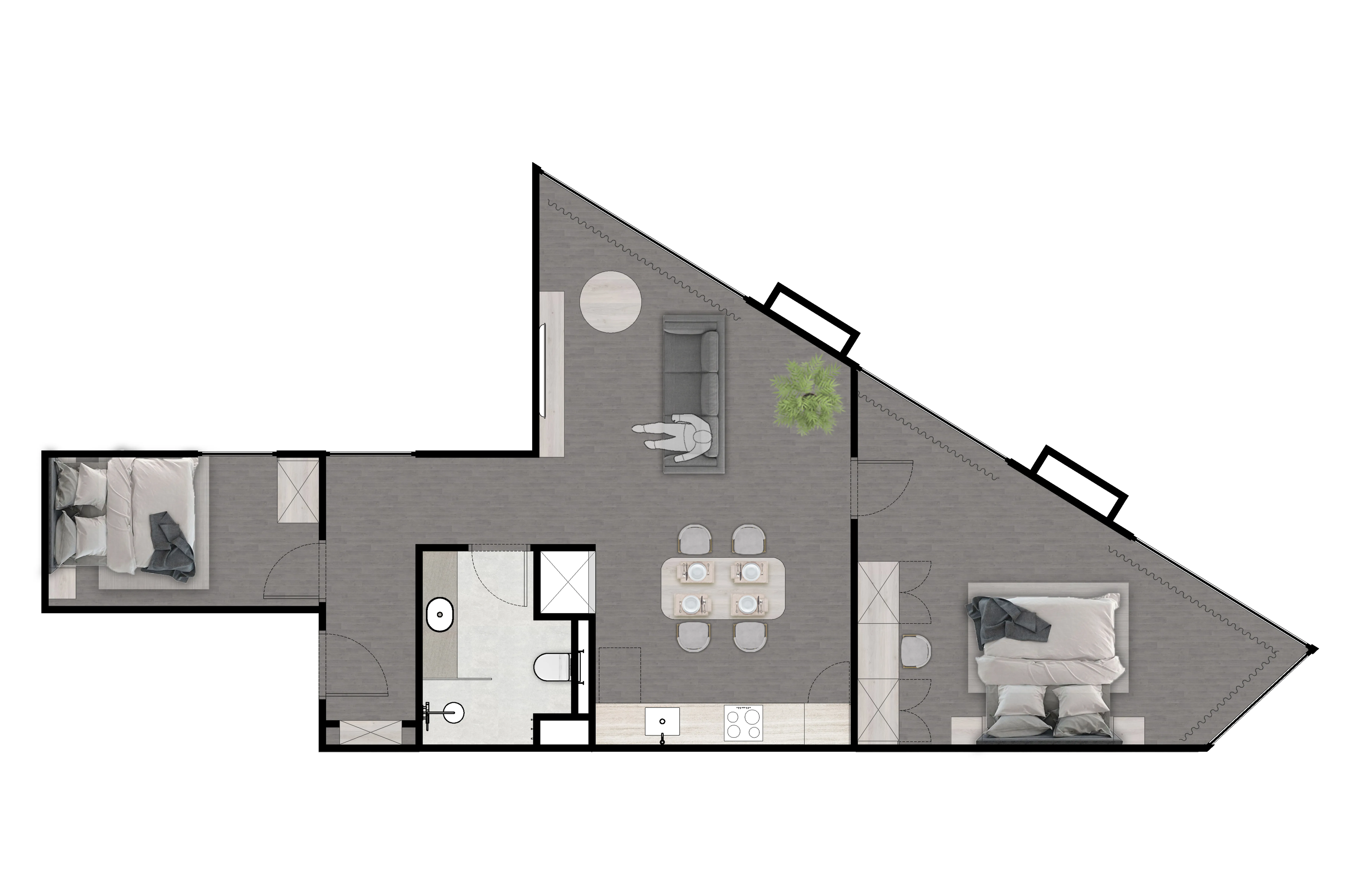 Next Point Condominium 2 bed floor plan, 840 sqft