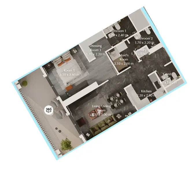 Bab Al Qasr Garden Residences 65 1 bed floor plan, 925 sqft