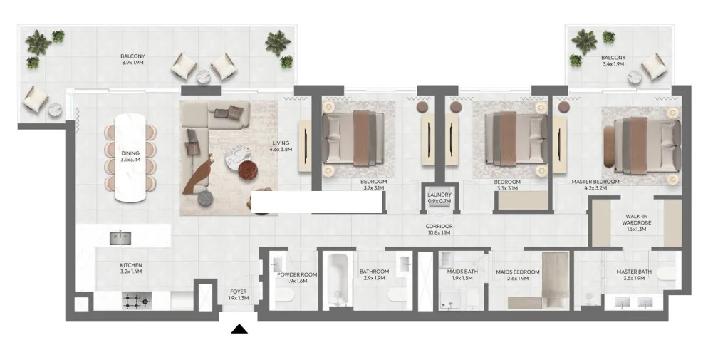 Golf Point 3 bed floor plan, 1,880 sqft