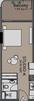 Golden Woods Albab Views Studio floor plan, 404 sqft