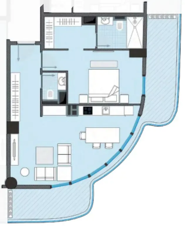 NEXT Coral 1 bed floor plan, 946 sqft
