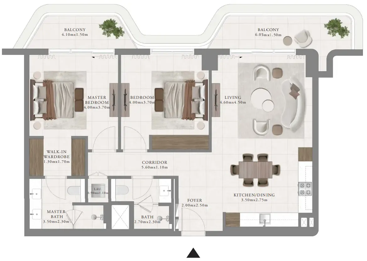 Sera 2 2 bed floor plan, 1,326 sqft