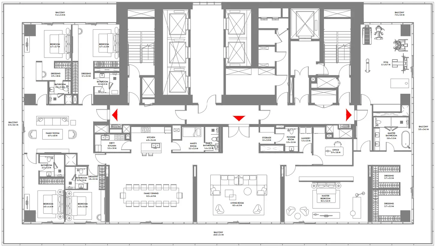 W The Residences by Arada 5 bed floor plan, 7,541 sqft