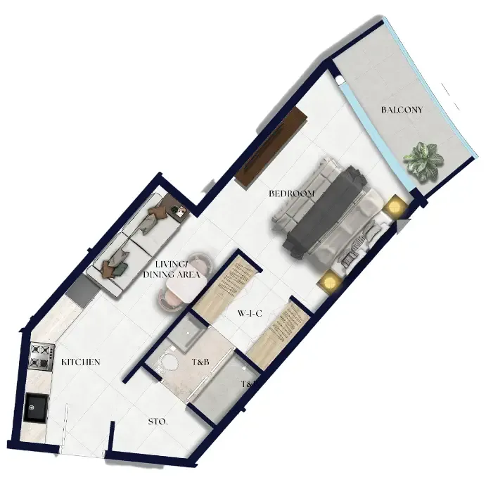 Xenia Residence Studio floor plan, 561 sqft