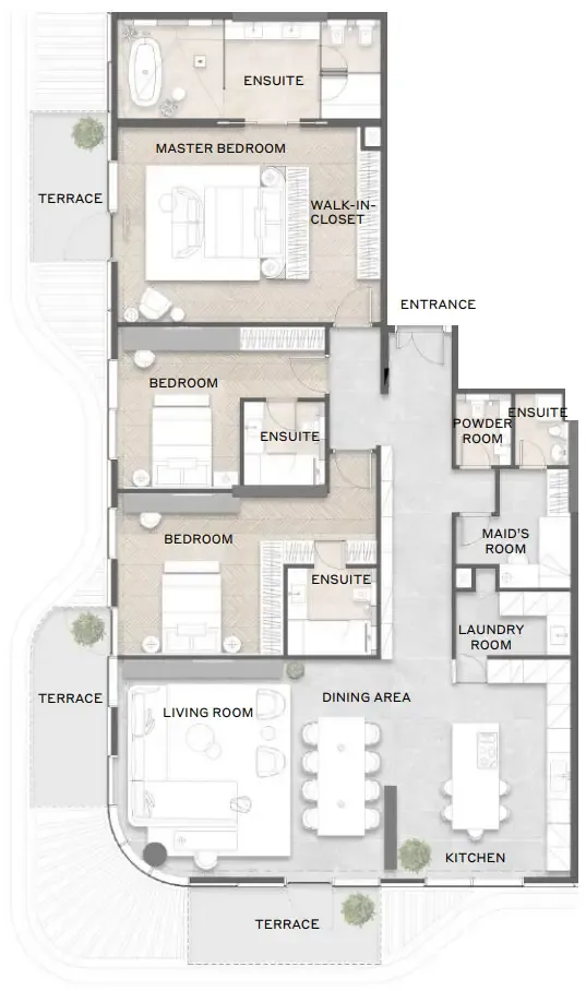 Avida Residences 3 bed floor plan, 2,577 sqft