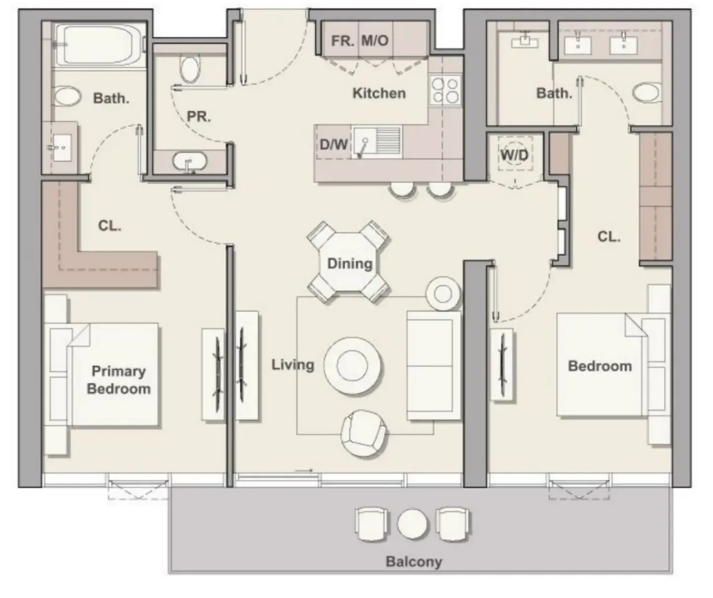 Soto Grande 2 bed floor plan, 1,103 sqft