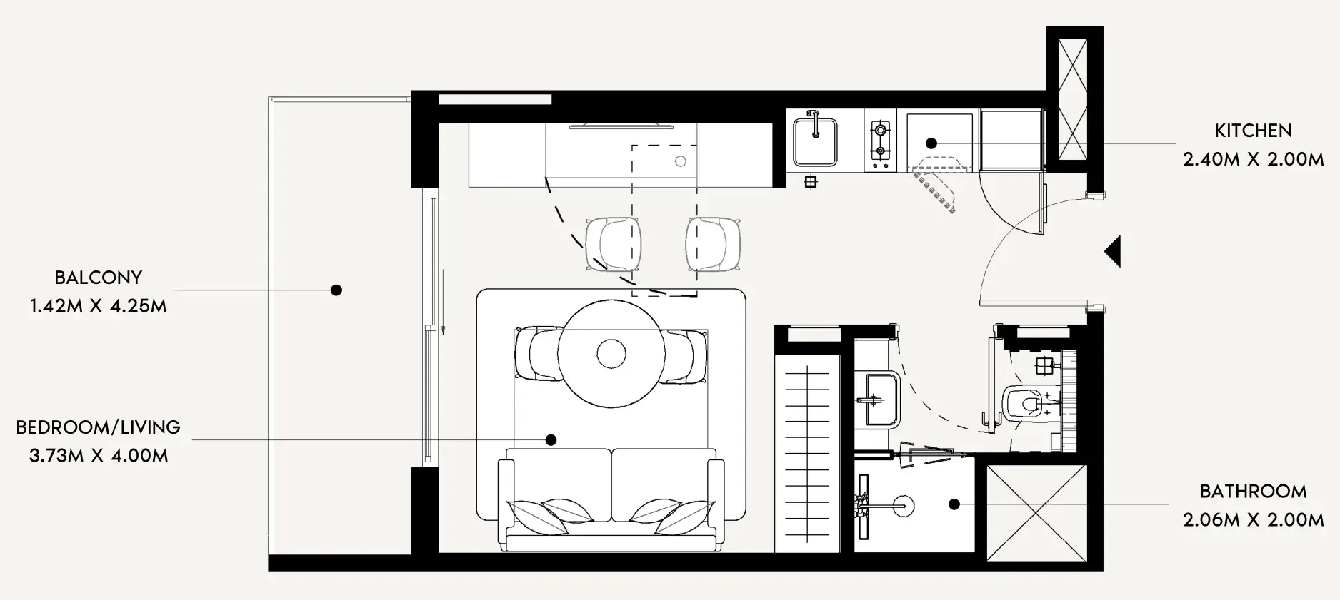 Azizi Leily Studio floor plan, 342 sqft
