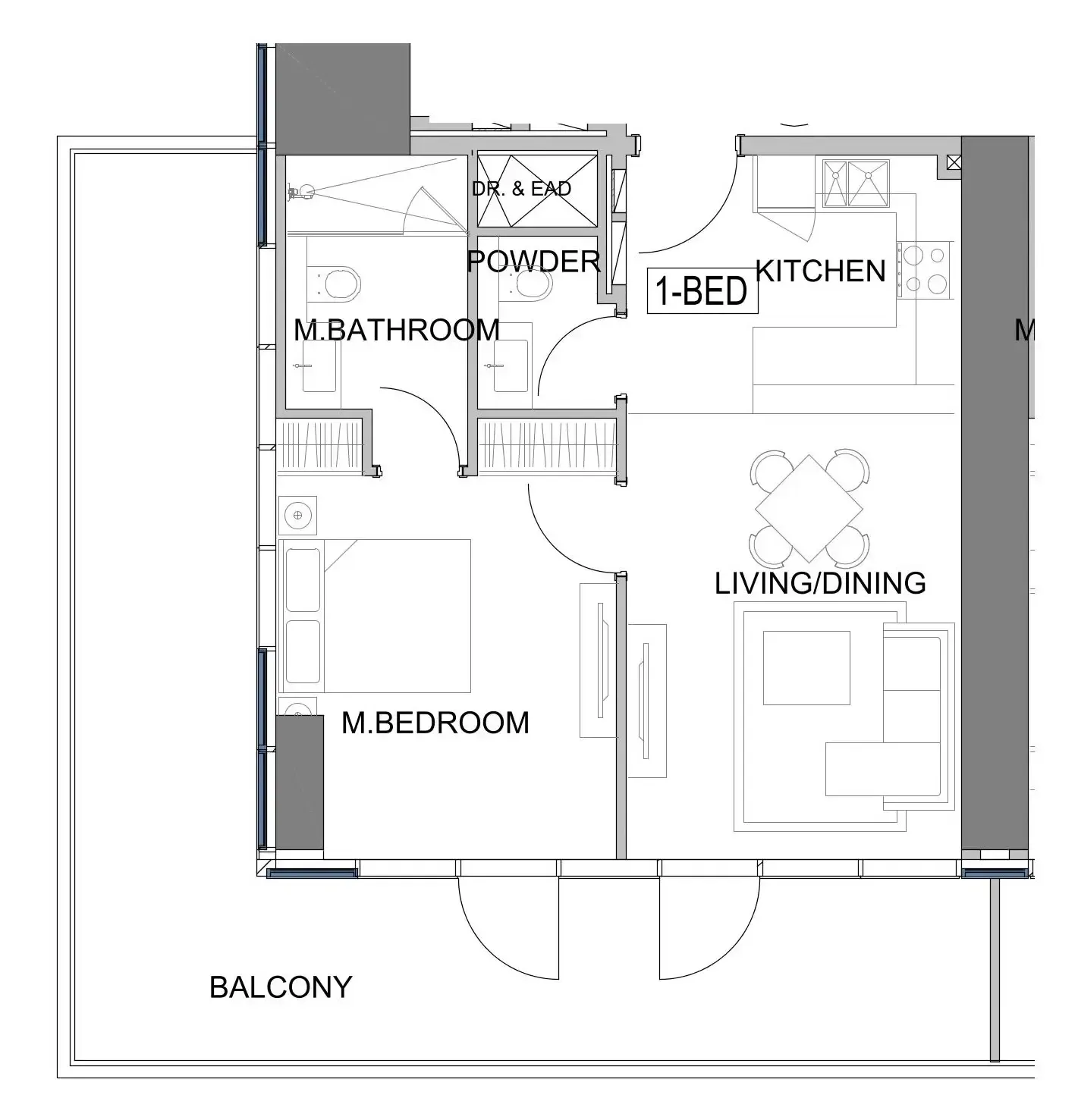Damac Safa Gate 1 bed floor plan, 984 sqft