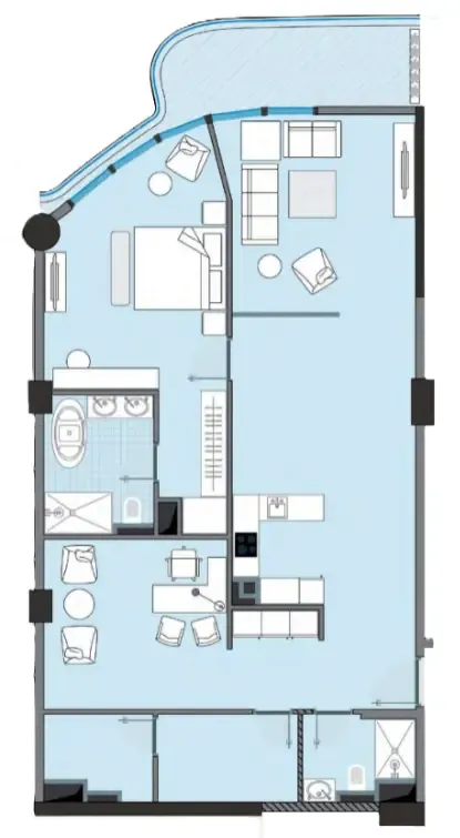 NEXT Coral 1 bed floor plan, 1,394 sqft