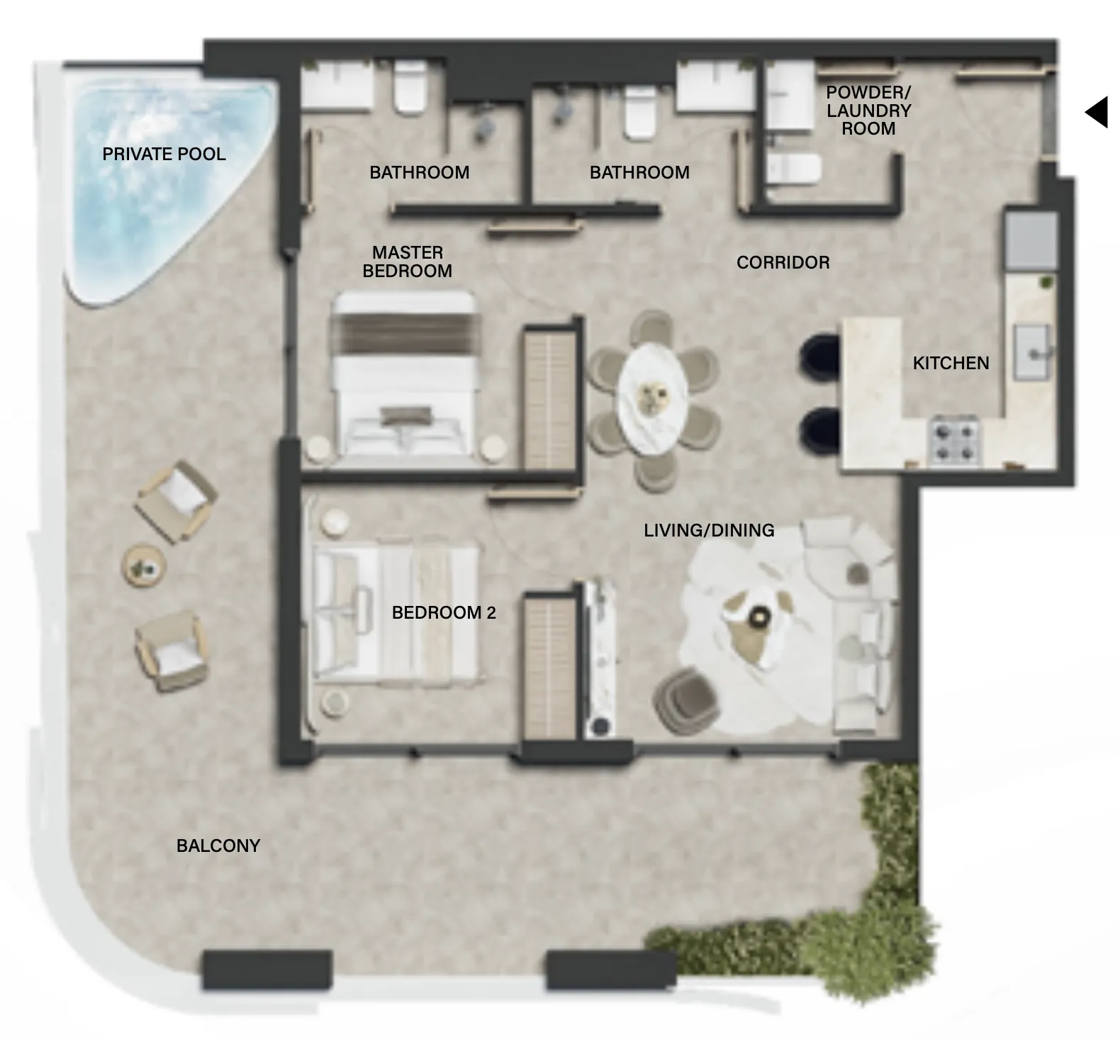 Weybridge Gardens 4 2 bed floor plan, 1,209 sqft