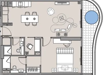 Beach Walk 4 1 bed floor plan, 908 sqft