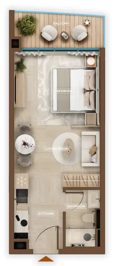 Sky Hills Astra Studio floor plan, 385 sqft