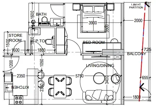 Al Haseen Residences 6 1 bed floor plan, 759 sqft