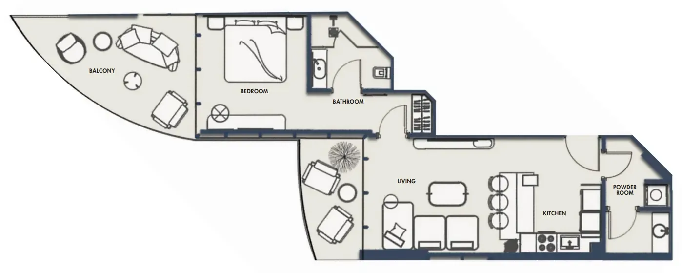 Amra Residences 1 bed floor plan, 787 sqft