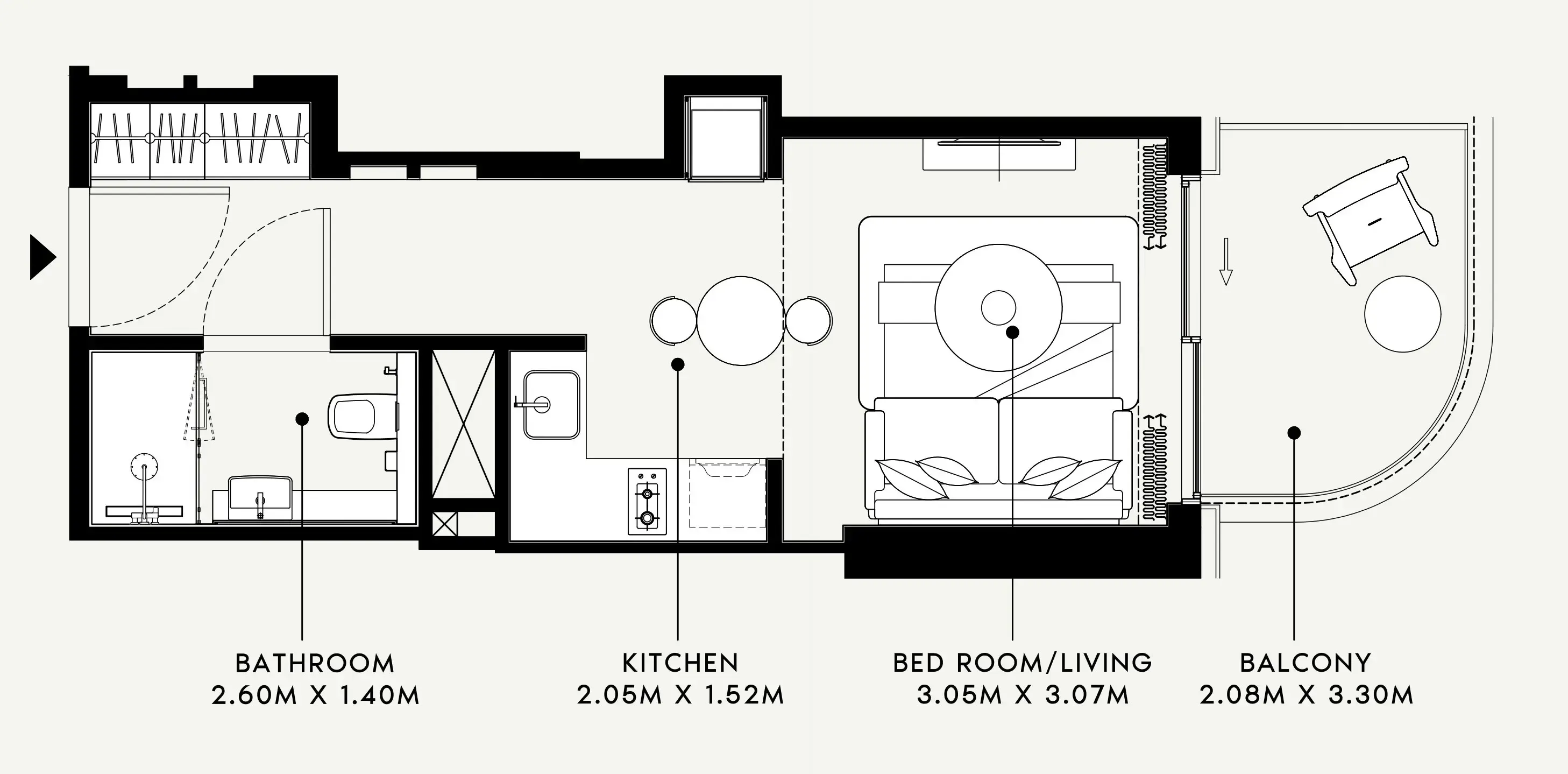 Azizi Venice Studio floor plan, 369 sqft