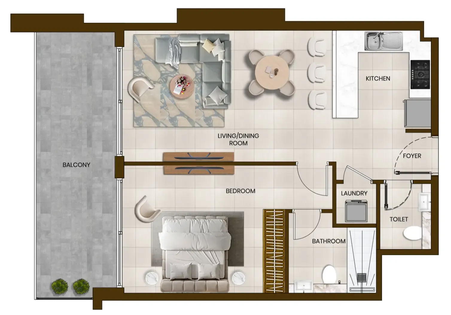 Butterfly Towers 1 bed floor plan, 857 sqft