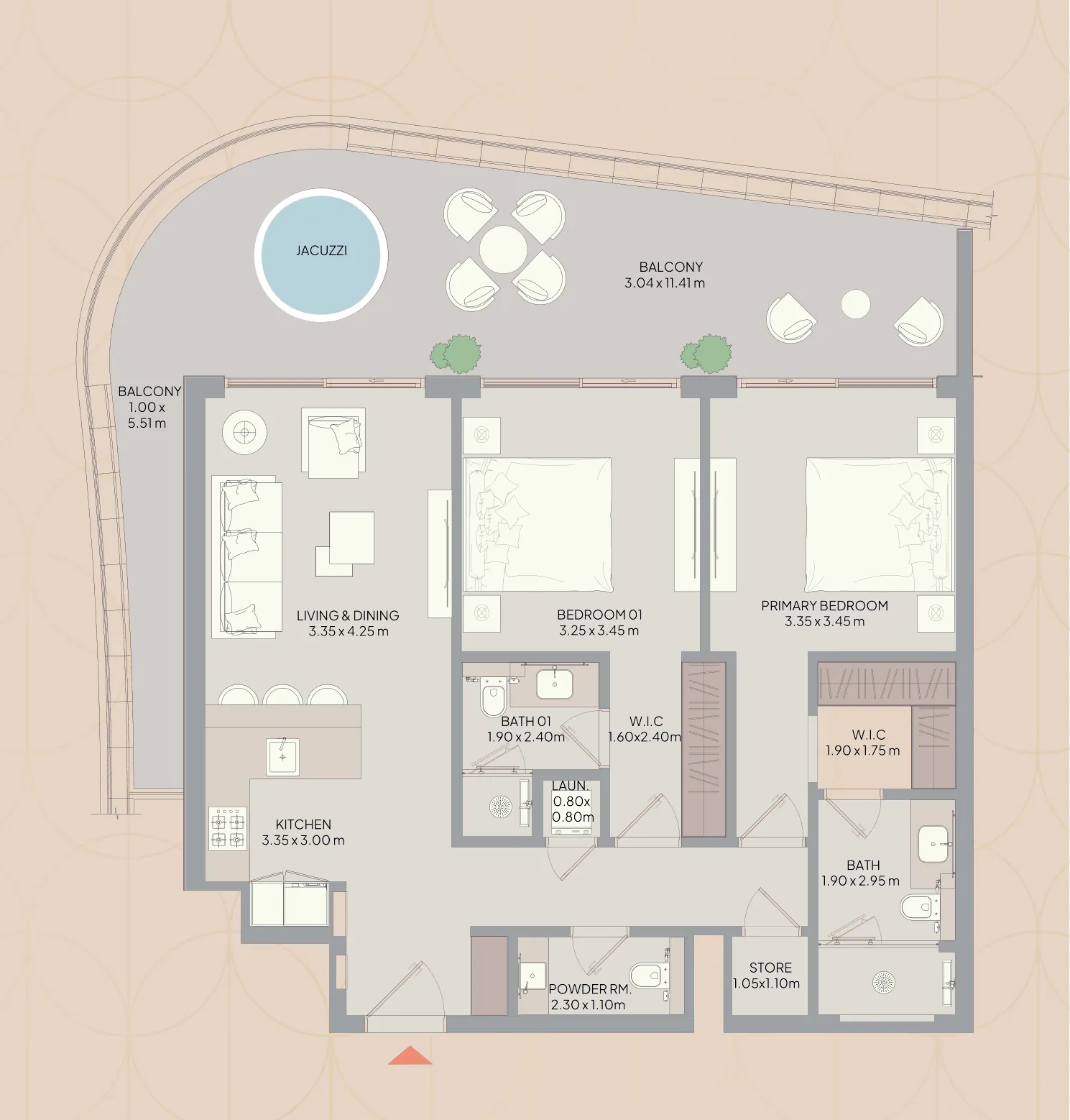 Mayfair Nexus 2 bed floor plan, 1,136 – 1,351 sqft