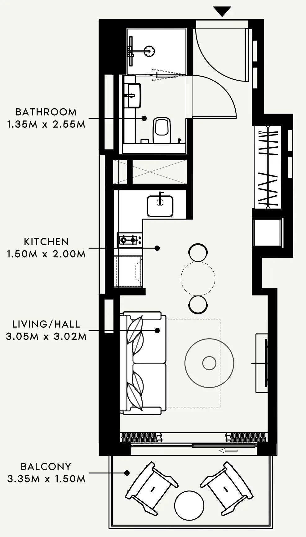 Azizi Venice Studio floor plan, 360 sqft