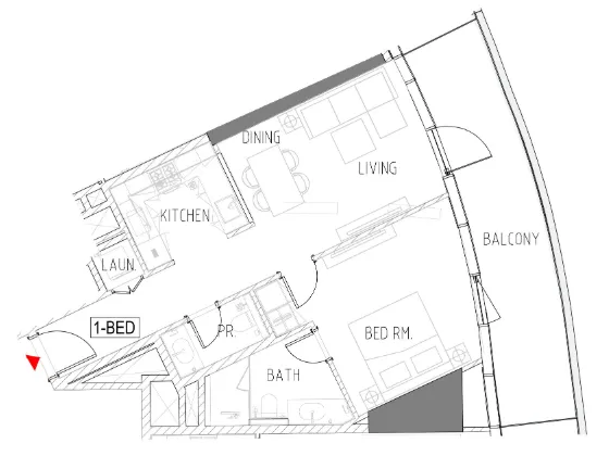 Altitude de Grisogono 1 bed floor plan, 845 sqft