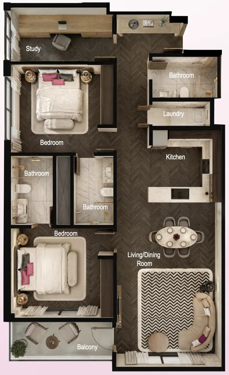 Fauchon Residences 2 bed floor plan, 1,209 sqft