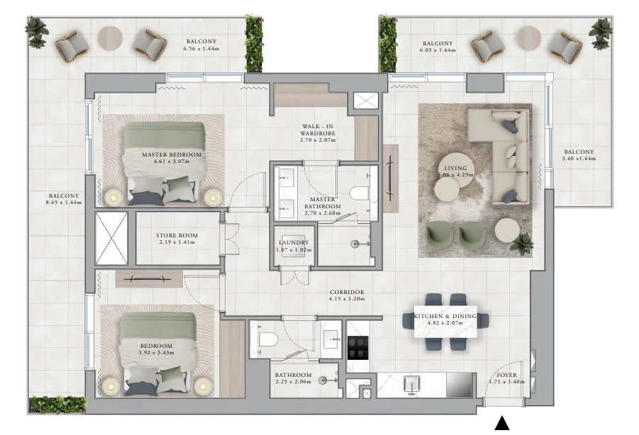 Club Place 2 bed floor plan, 1,559 sqft