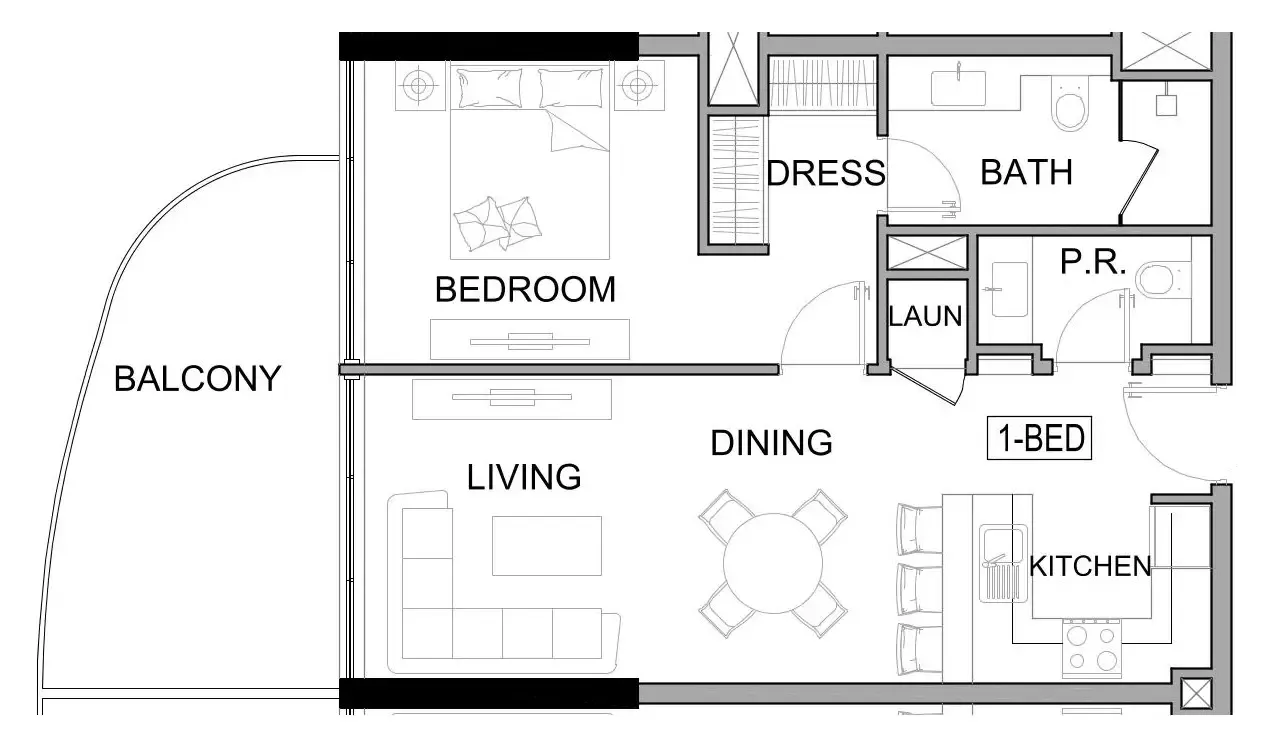Damac Lagoons Views Phase 3 1 bed floor plan, 782 sqft
