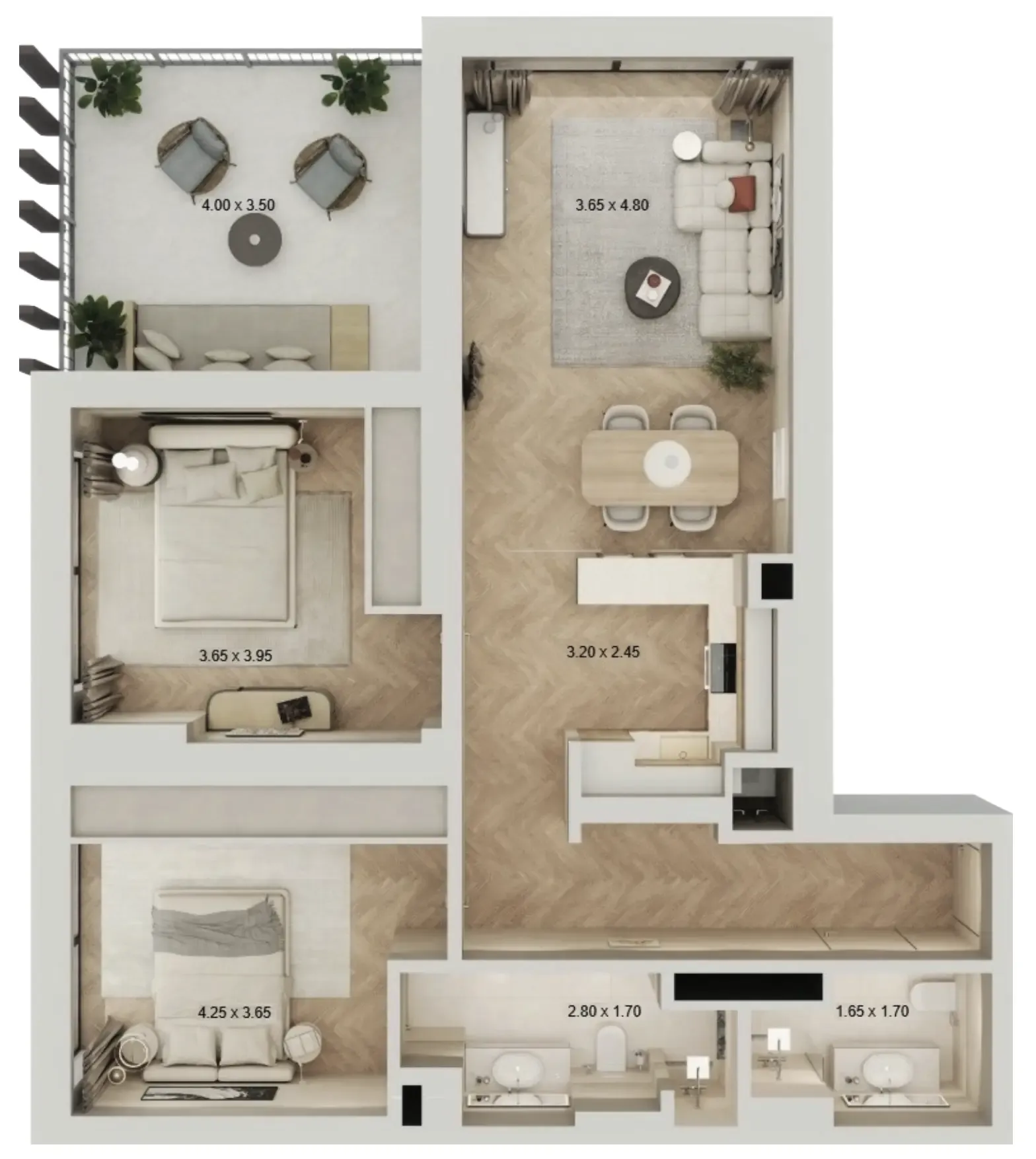 Arisha Terraces 2 bed floor plan, 1,122 sqft
