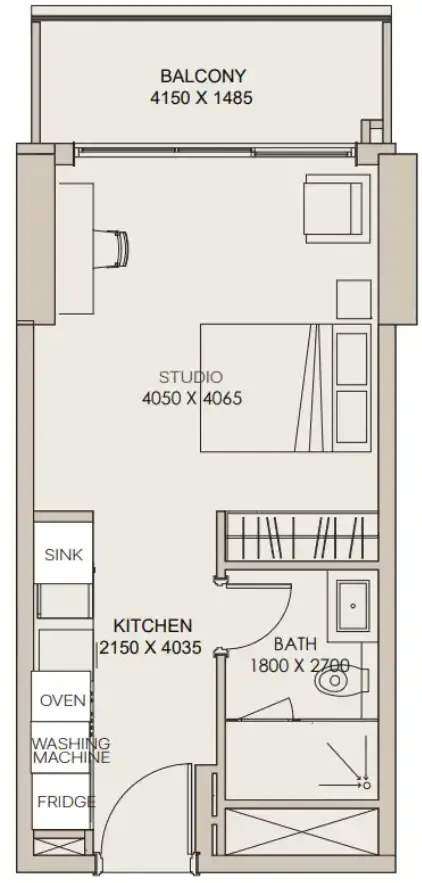 Nirvana Residences 1 Studio floor plan, 422 sqft