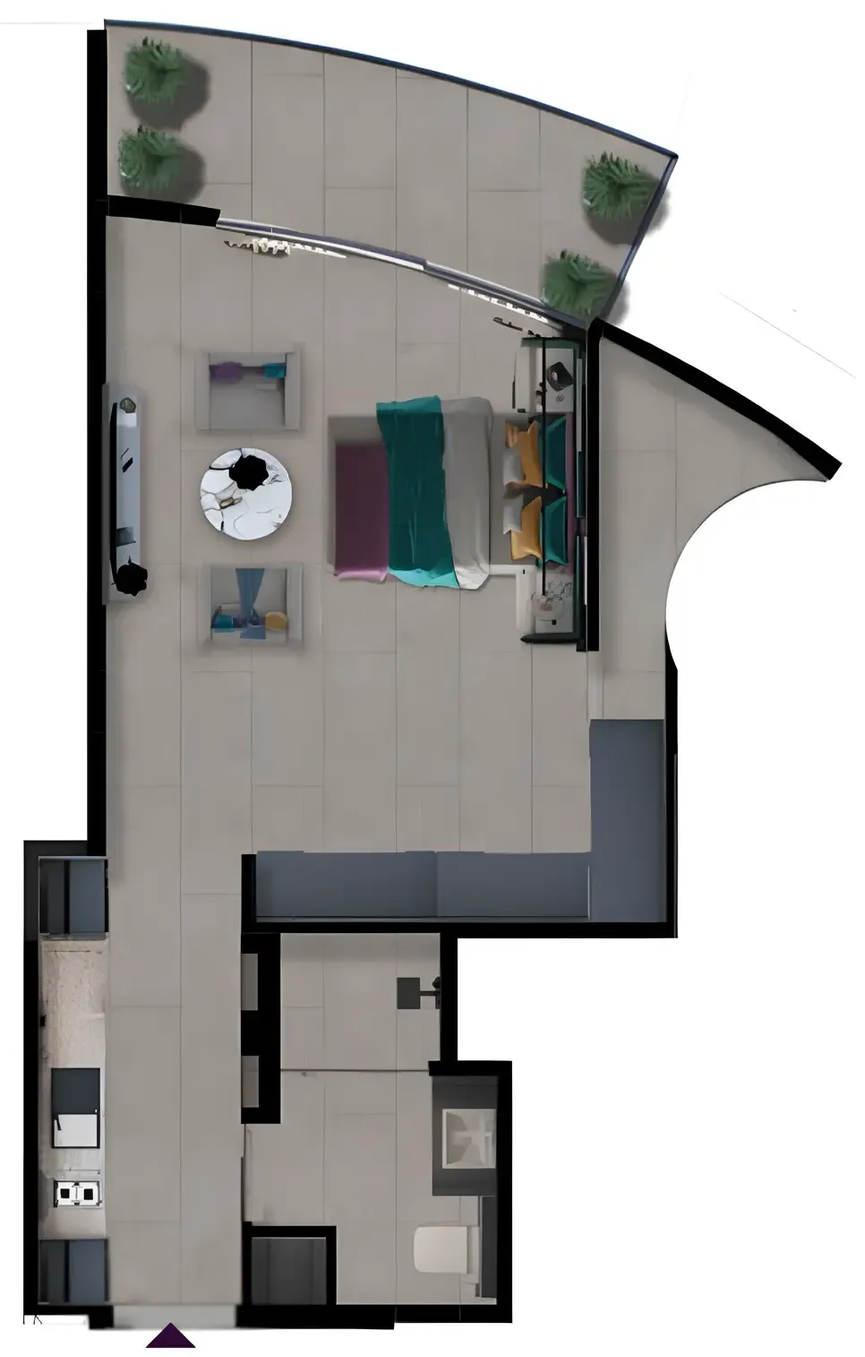 MBL Signature Studio floor plan, 654 sqft