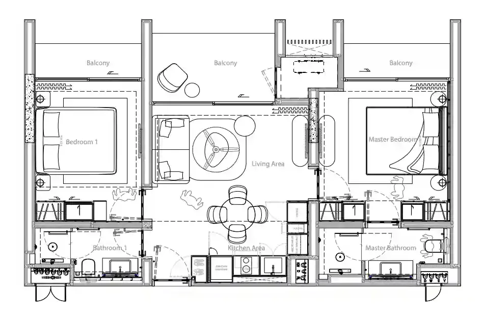 Gardens of Eden - Lake Residences 2 bed floor plan, 872 – 883 sqft