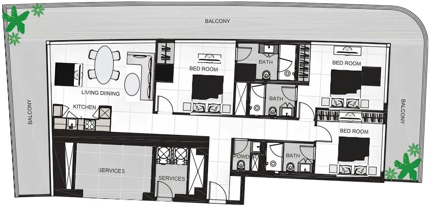 The Community Sports Arena 3 bed floor plan, 2,052 sqft