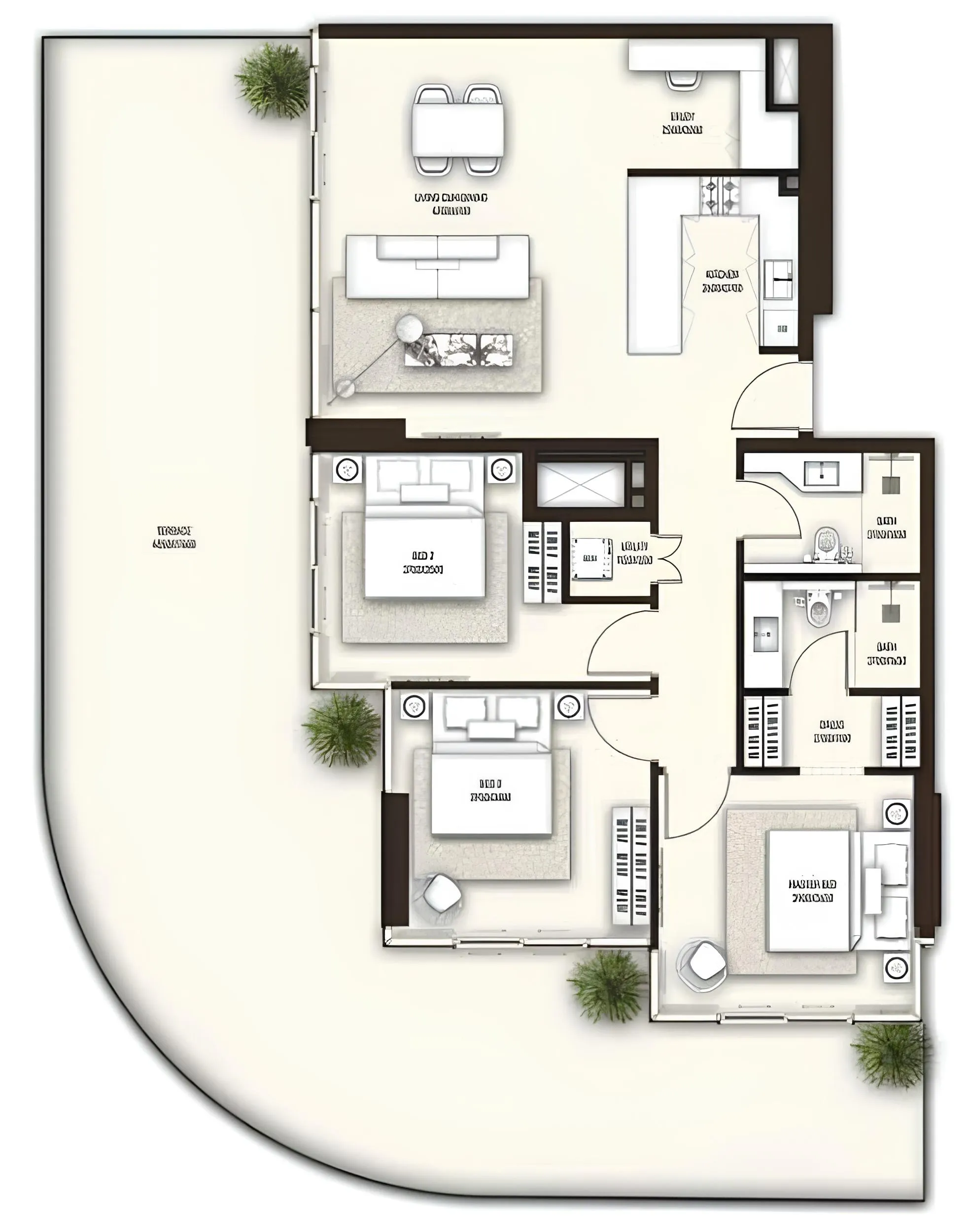 Sonate Residences 3 bed floor plan, 2,308 sqft