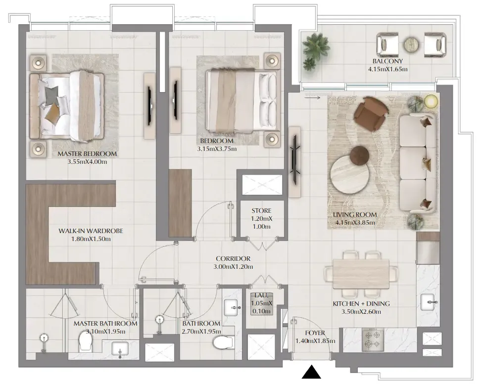 Terra Woods 2 bed floor plan, 1,119 sqft
