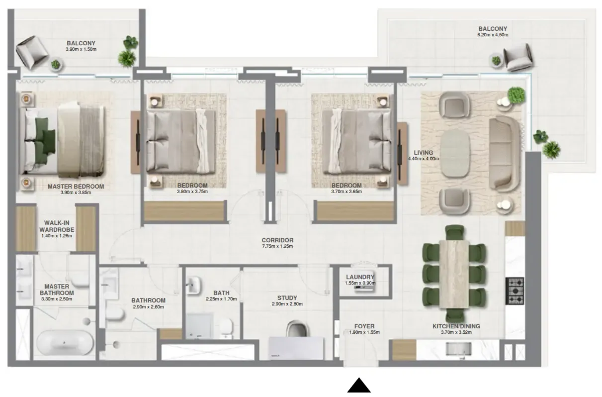Golf Verge 3 bed floor plan, 1,773 sqft