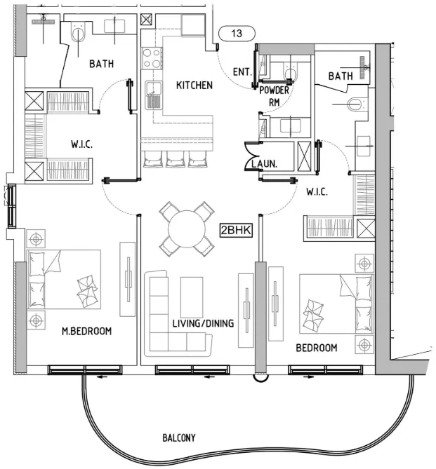 Damac Lagoons Views Phase 3 2 bed floor plan, 1,165 sqft