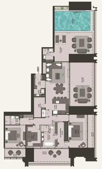 Burj Binghatti Jacob and Co Residences 2 bed floor plan, 3,302 sqft