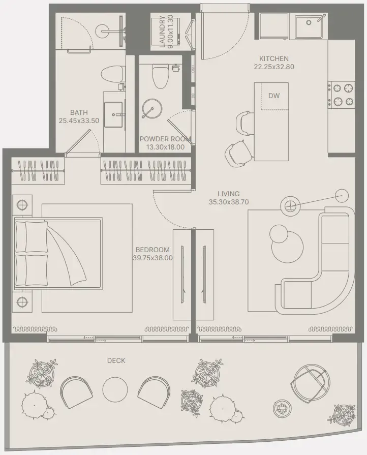 Bond Enclave 1 bed floor plan, 700 sqft