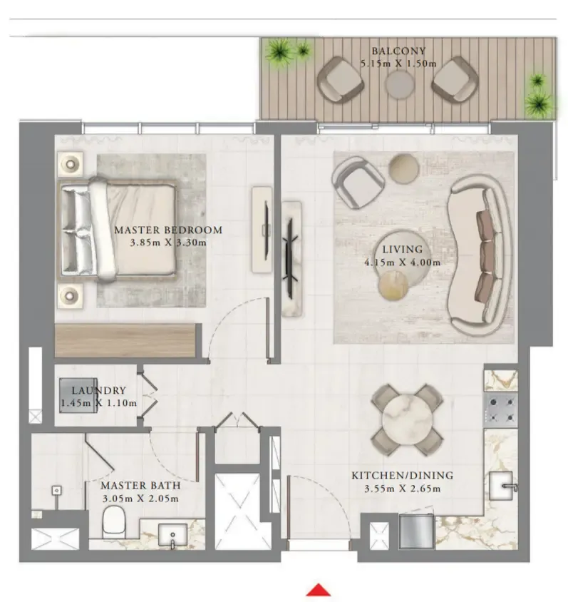 Bayview by Address Resorts 1 bed floor plan, 752 sqft