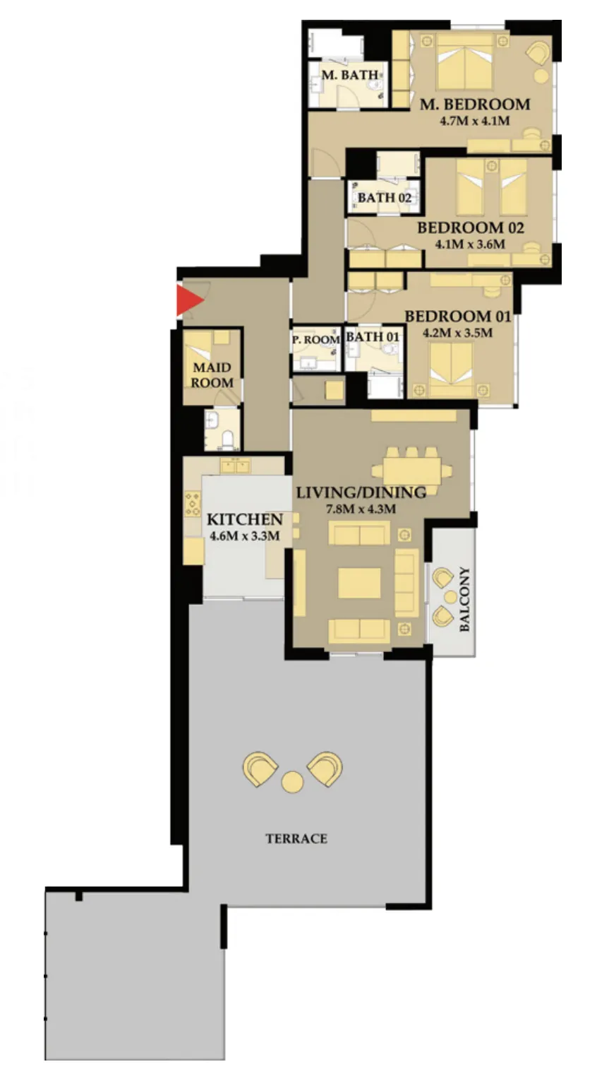 Riva Residence 3 bed floor plan, 3,091 sqft