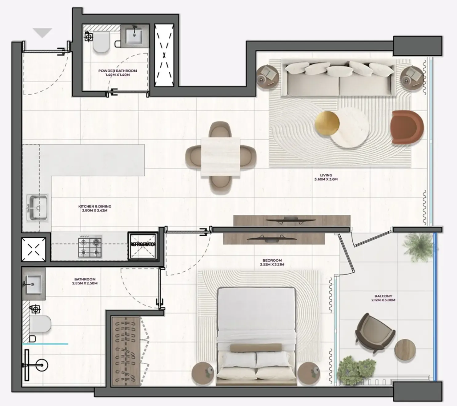 Derby Heights by AMIS 1 bed floor plan, 649 sqft