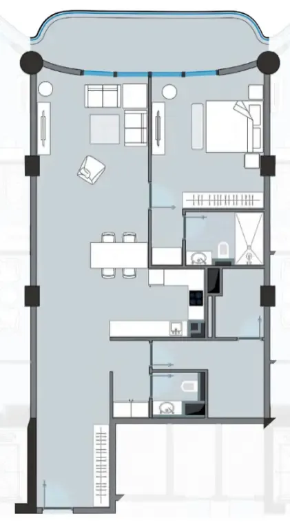 NEXT Coral 1 bed floor plan, 1,301 sqft