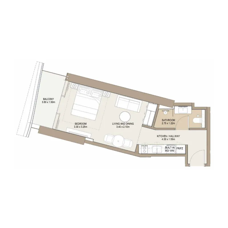 Laguna Residence Studio floor plan, 472 – 486 sqft